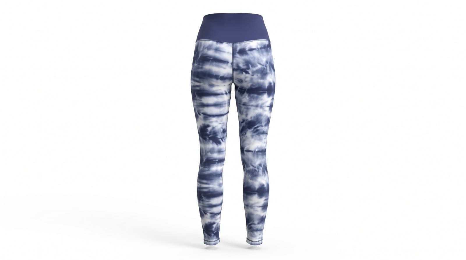 A patterned activewear legging product shown from a second angle.